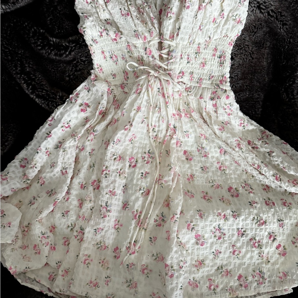Altar'd State Floral White and Pink Dress